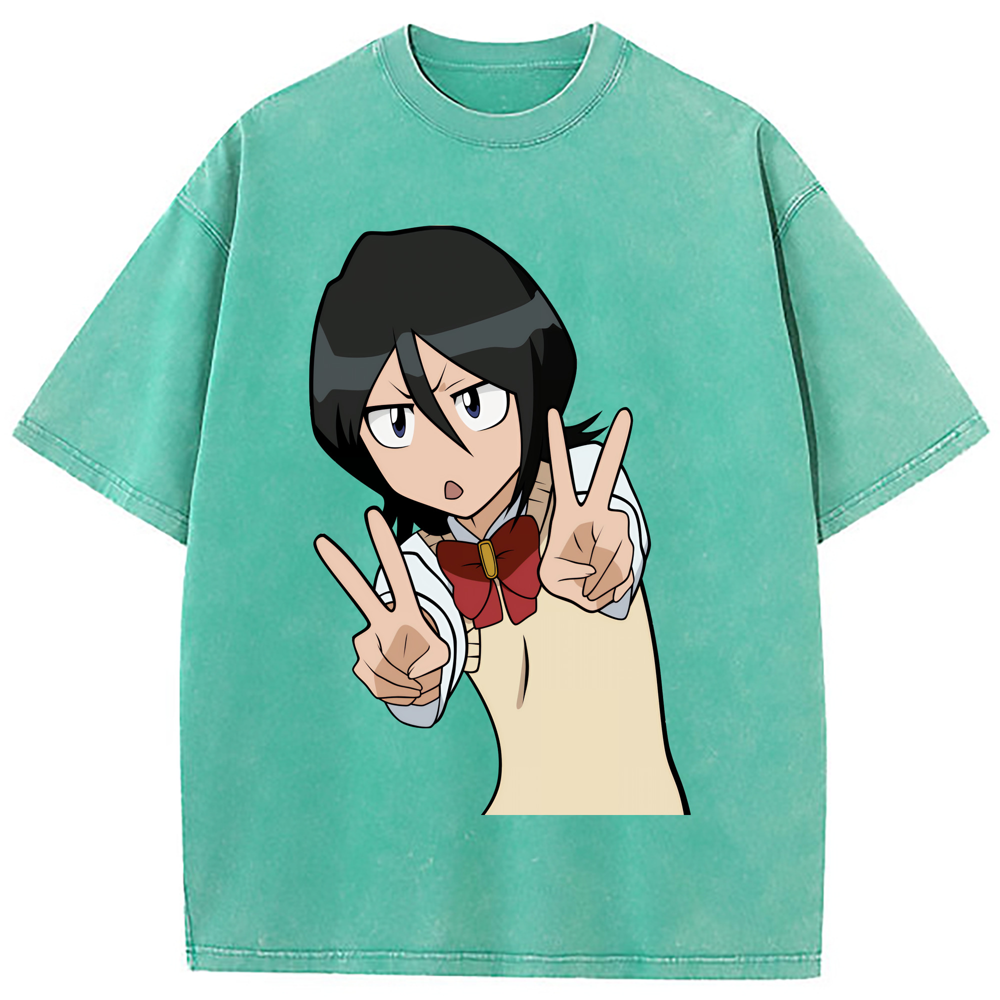（画像用） ブリーチ 朽木ルキア BLEACH Kuchiki Rukia 綿100% ヴィンテージ風 半袖Tシャツ（フロントプリント）